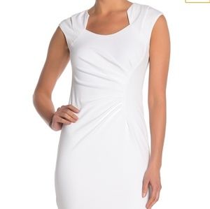 Calvin Klein Size 12 White Ruched Dress